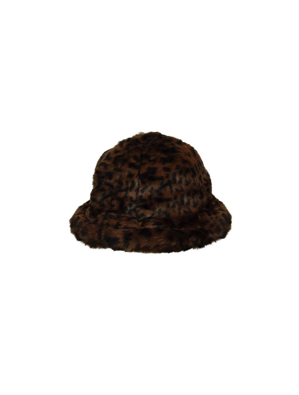 kangol faux fur casual bucket hat in leopard print