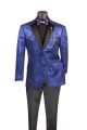 Vinci Emboss Fabric Velvet Single Breasted Sport Coat in Royal (BM-02RB)