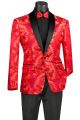 Vinci Slim Fit Embroidered Single Breasted Sport Coat in Red (BSF-13R)