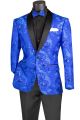 Vinci Slim Fit Embroidered Single Breasted Sport Coat in Royal (BSF-13N)