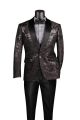 Vinci Slim Fit Floral Single Breasted Sport Coat in Black (BSF-19B)